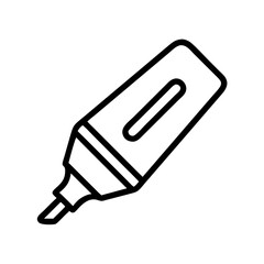 Simple graphic of a highlighter with a cap and a rectangular body on a white background
