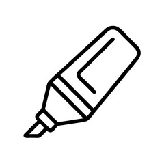 A simple graphic of a marker with a thick black outline on a white background, angled to the right