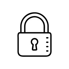 Simple depiction of a closed padlock with a keyhole and small dots on the right side shown in black
