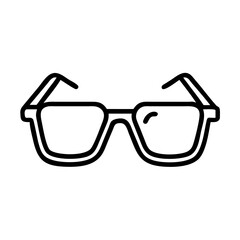 Fototapeta premium A simple line drawing of eyeglasses with a thick frame and temple arms on a plain white background design