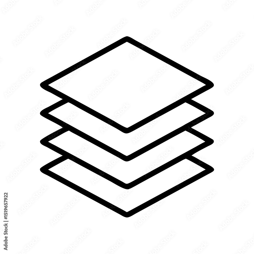 Poster Stack of three white squares with black outlines slightly offset from each other in a pile shape image