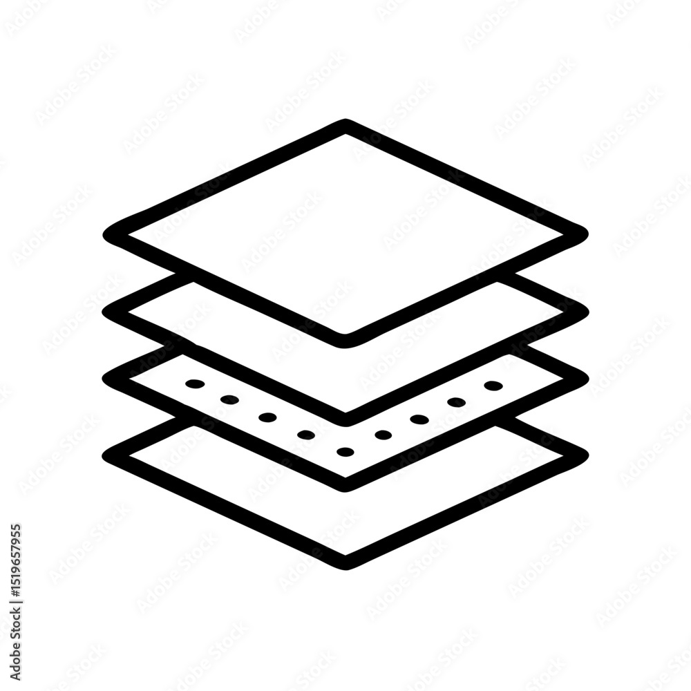 Poster Depiction of stacked square shapes with a dotted layer offering a simple layered representation of data