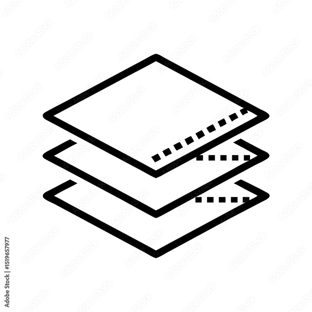 Poster Three stacked square shapes with dashed lines indicating a layered design concept representation