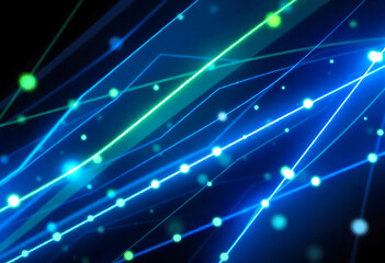 Abstract technology background of glowing lines and dot connections illustrating data network