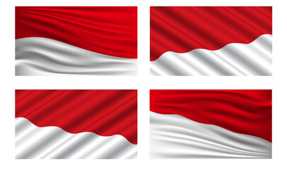 waving national flag of Indonesia, Vector waving indonesian flag background