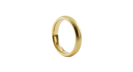 Golden Wedding Ring on White Background