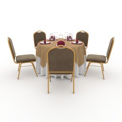 Fototapeta premium 3d render Banquet Table and Chair design element Furniture