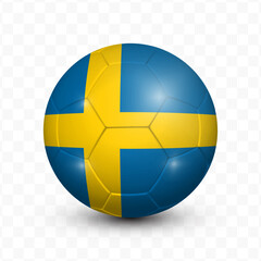 Ball Flag of Sweden with transparent background, Vector Illustration.