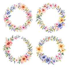 Watercolor Floral Wreath, Wreath Clipart Watercolor, Pastel Pink Flowers Wedding Clipart Wild Floral Clipart	