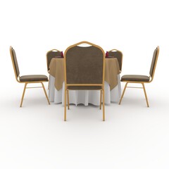 Obraz premium 3d render Banquet Table and Chair design element Furniture
