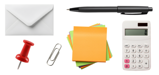 Office supplies and stationery icons png no background icons sticky notes pen envelope pin calculator png icons