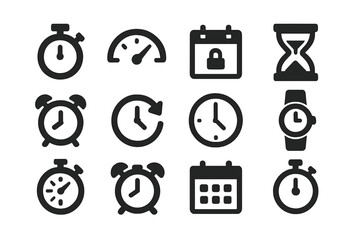 Clock and timer icons representing time management tools for scheduling and efficiency