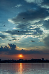 sunset over the river 2