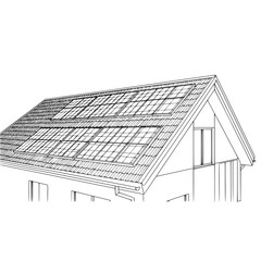Solar panel installation on roof of house for renewable energy generation and sustainable living concept design