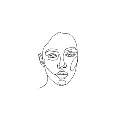 Continuous line drawing face woman portrait female beauty minimalist sketch abstract art illustration design
