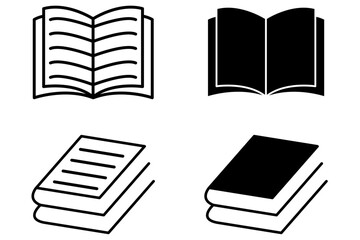 Book icon set. Book icon set with stroke. Open and close book icon set with white background, set of books icon vector. Book, vector, symbols,