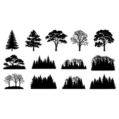 Silhouette nature trees forest vector design elements tree silhouettes woodland landscape illustration