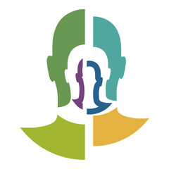 Human head silhouette. Schizophrenia and split personality disorder and mental health psychiatric disease concept. Mental health. Head split into pieces