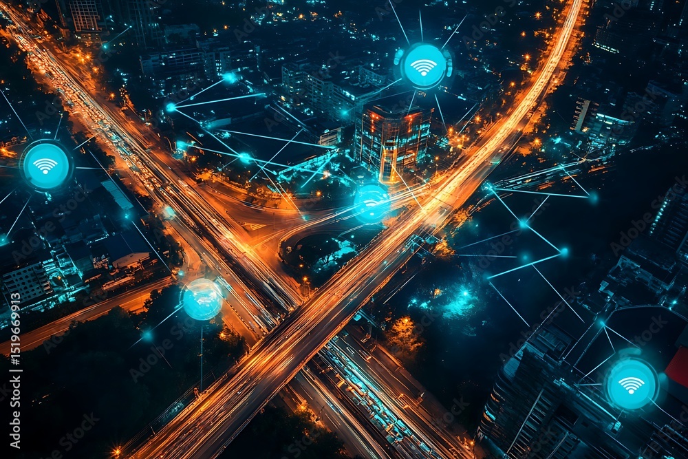 Aufkleber Smart grid IoT networks enabling efficient electricity distribution and consumption monitoring 