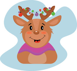  Christmas reindeer with light on horns vector magic