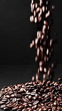 焙煎コーヒー豆の香り漂うマクロスロー映像