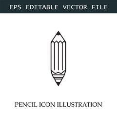 Pencil Icon Black and White Vector Design Image Illustration
