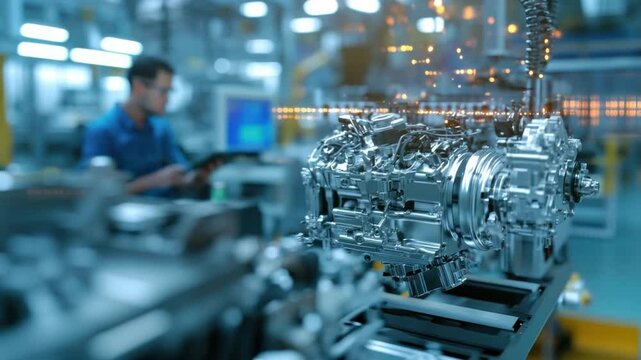 Innovation and precision: an engineer meticulously examines the intricate components of a state-of-the-art machine, demonstrating cutting-edge technology and expertise in the field.