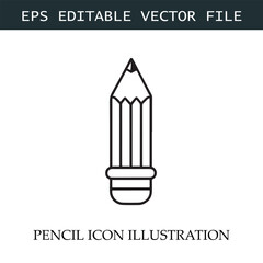 Pencil Icon Black and White Vector Design Image Illustration
