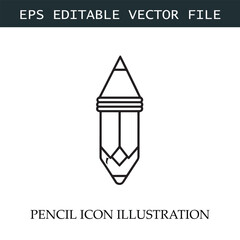 Pencil Icon Black and White Vector Design Image Illustration
