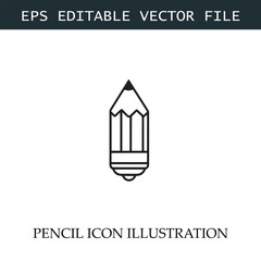 Pencil Icon Black and White Vector Design Image Illustration
