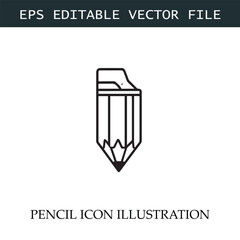 Pencil Icon Black and White Vector Design Image Illustration
