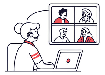 line style vector pack for virtual meeting interface