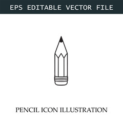 Pencil Icon Black and White Vector Design Image Illustration
