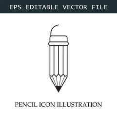 Pencil Icon Black and White Vector Design Image Illustration
