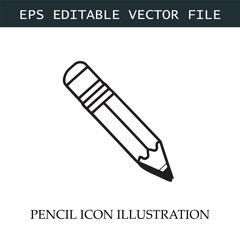 Pencil Icon Black and White Vector Design Image Illustration
