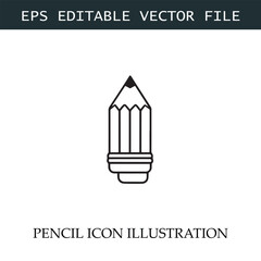 Pencil Icon Black and White Vector Design Image Illustration
