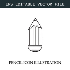 Pencil Icon Black and White Vector Design Image Illustration
