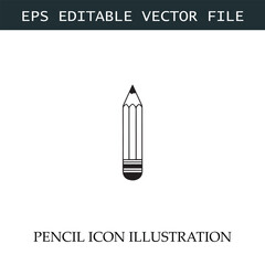 Pencil Icon Black and White Vector Design Image Illustration
