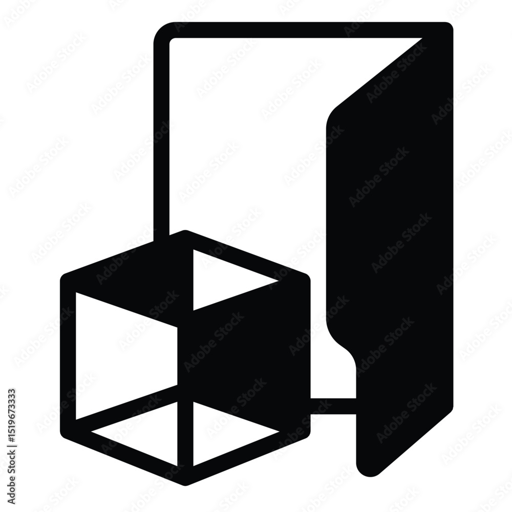 Poster 3d objects folder solid icon, windows pack concept. vector graphics. folder with isometric cube, com