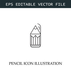 Pencil Icon Black and White Vector Design Image Illustration
