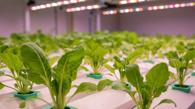 Indoor Hydroponic Vegetable Farm, Growing Greens