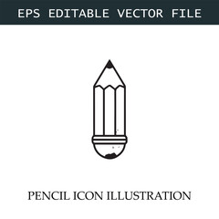 Pencil Icon Black and White Vector Design Image Illustration
