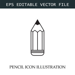 Pencil Icon Black and White Vector Design Image Illustration

