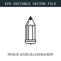 Pencil Icon Black and White Vector Design Image Illustration

