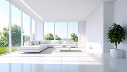 Modern Minimalist Living Room Design with Panoramic Windows
