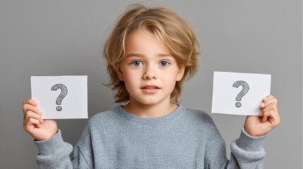 Young Boy Considers Important Questions With Curiosity Little Child Ponders Dilemmas With A Confused Expression