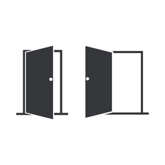 Bundle icon set of open door used in caution signs for "do not open the door" and "please close door" warnings © AndiPoe