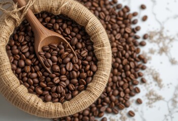 Fototapeta premium coffee beans in a sack