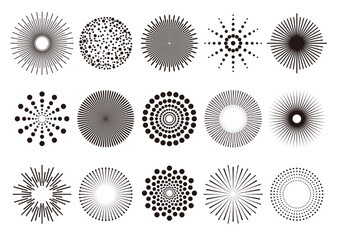 花火のアイコンイラストセット（黒）