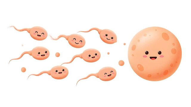 Cute sperm and egg illustration